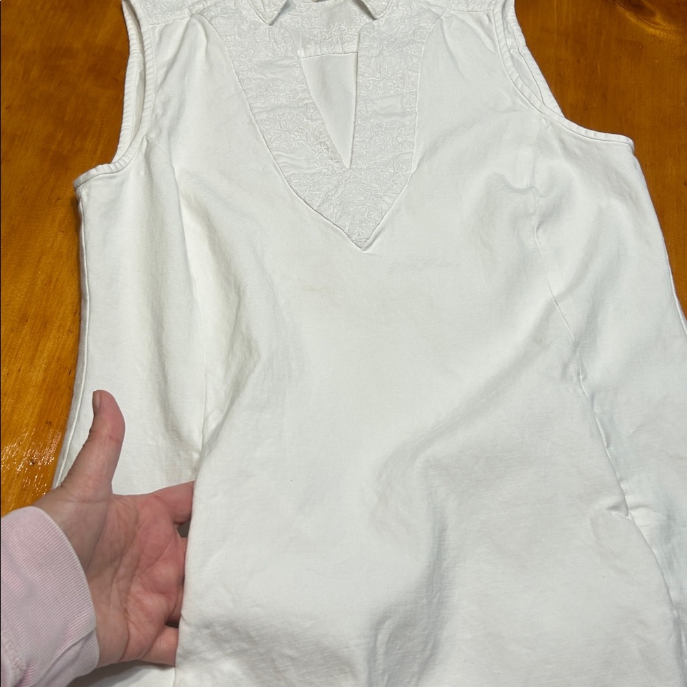 Etcetera White Sleeveless Textured Neckline & Hem Sheath Dress Summer Classy - Picture 11 of 11